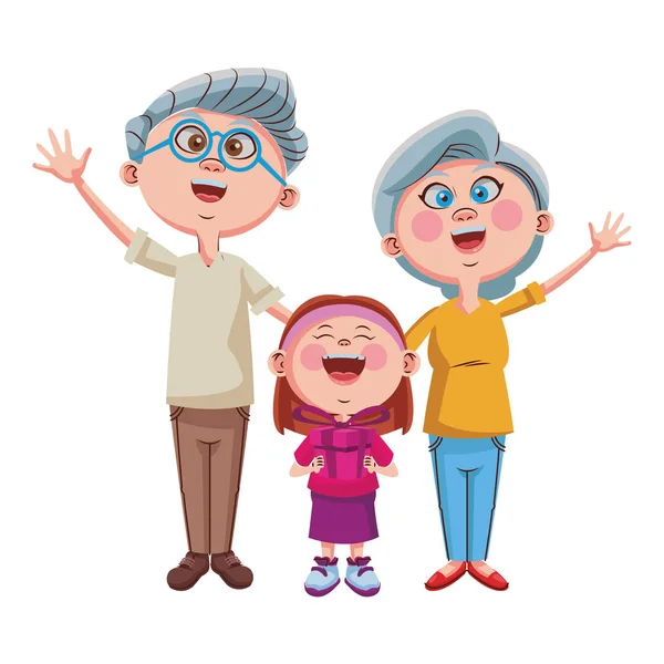 Büyükanne ve büyükbabalar ve torunlar — Stok Vektör