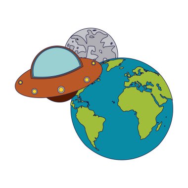 Ufo uçan aorund dünya ve ay