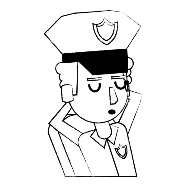 Politie profiel cartoon schets — Stockvector