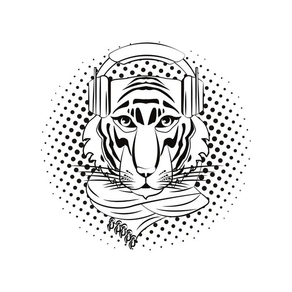 Hipster tigre cool croquis — Image vectorielle