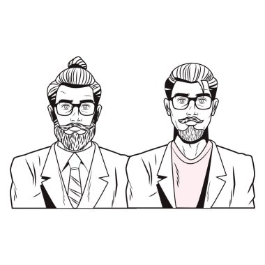 Pop art hipster erkek karikatür