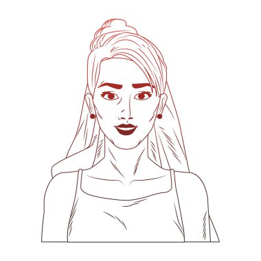 Gelin pop art karikatür kırmızı çizgiler