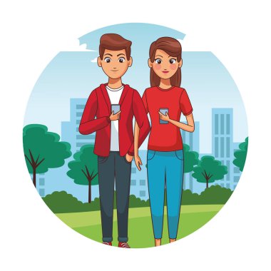 Akıllı telefon kullanan çift