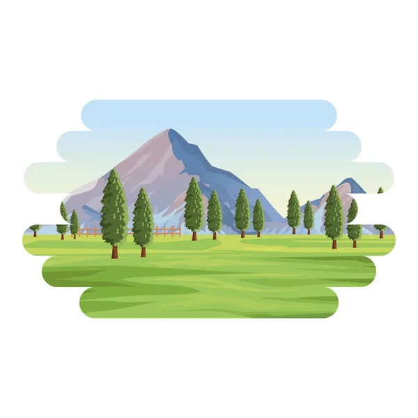 Paysage de montagne avec arbres — Image vectorielle