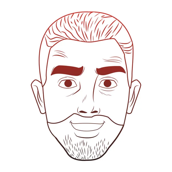 Mann Gesicht Pop-Art Cartoon rote Linien — Stockvektor