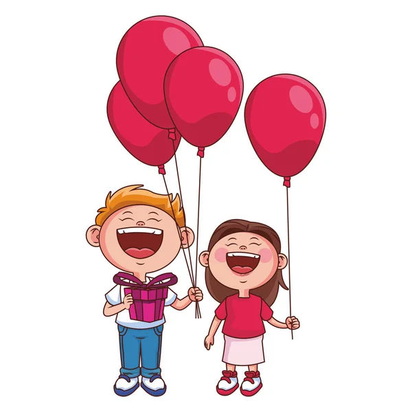 Niedliche Kinder mit Luftballons — Stockvektor
