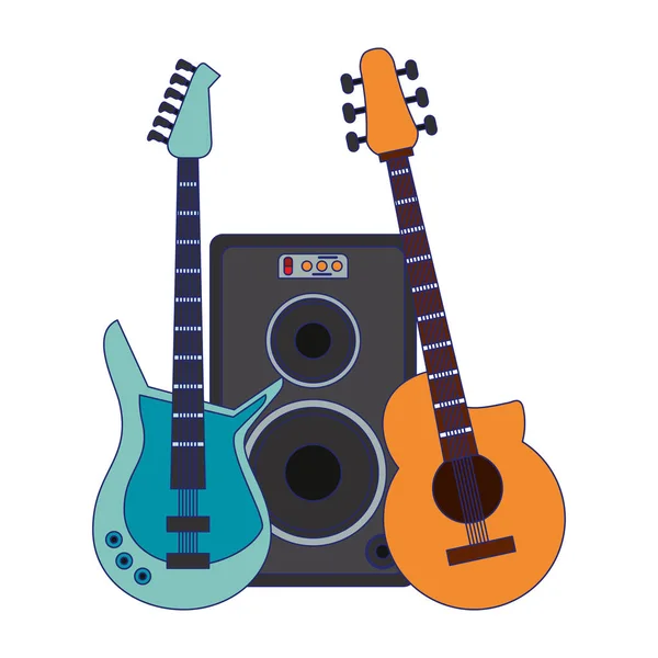 Equipos de música y estudio líneas azules — Vector de stock