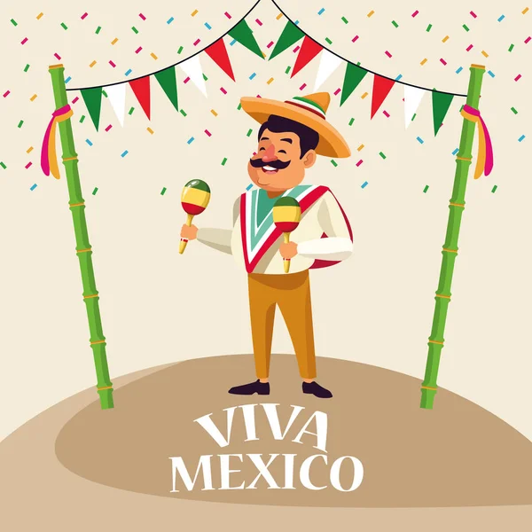 Viva Mexikó karikatúrák — Stock Vector