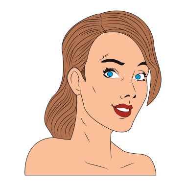 Kadın yüz pop art karikatür