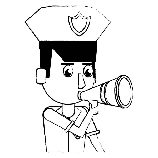 Rendőrségi profil karikatúra vázlat — Stock Vector