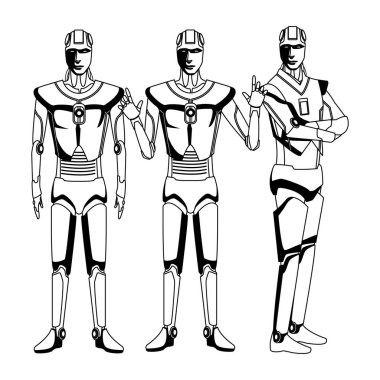 insansı robotlar avatar siyah beyaz