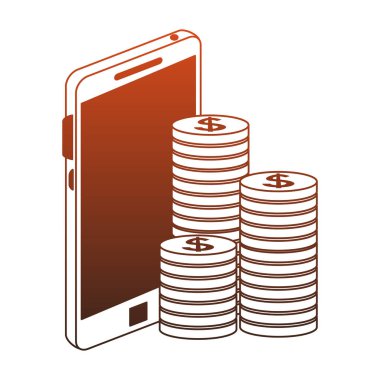 Akıllı telefon ve sikkeler kırmızı çizgiler