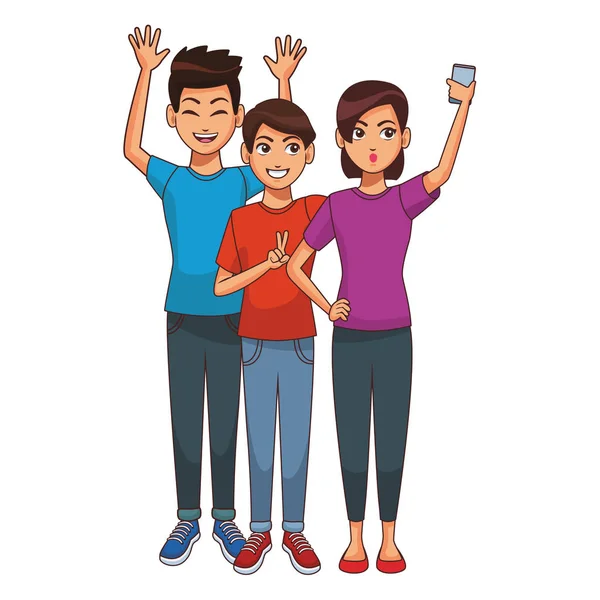 Friends taking a selfie with smartphone — Stock Vector