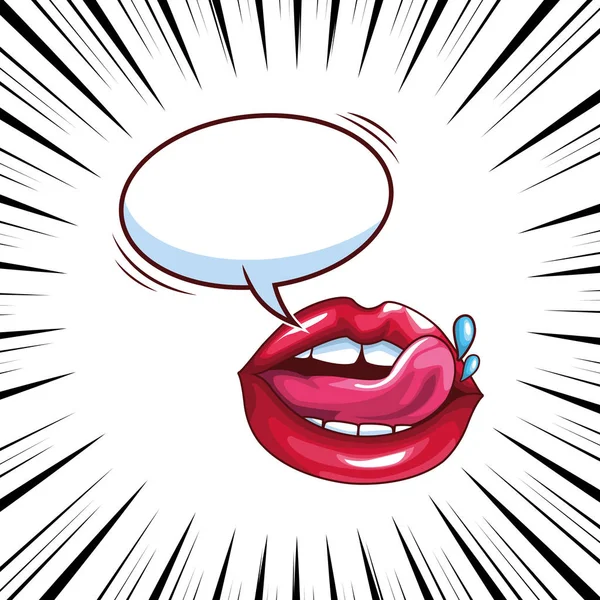 Sexy lippen en toespraak Bubble Pop Art — Stockvector