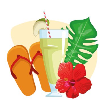 sandalet ile tropikal içecek