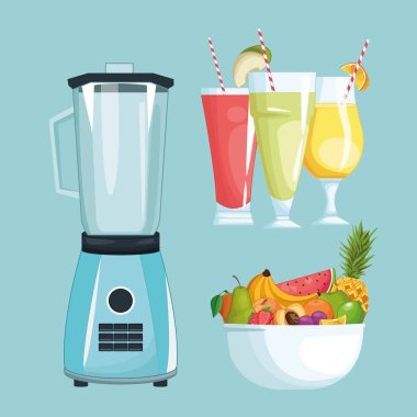 meyve kase ve mikser ile smoothies