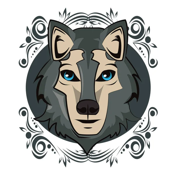 Cara de lobo fresco boceto — Vector de stock