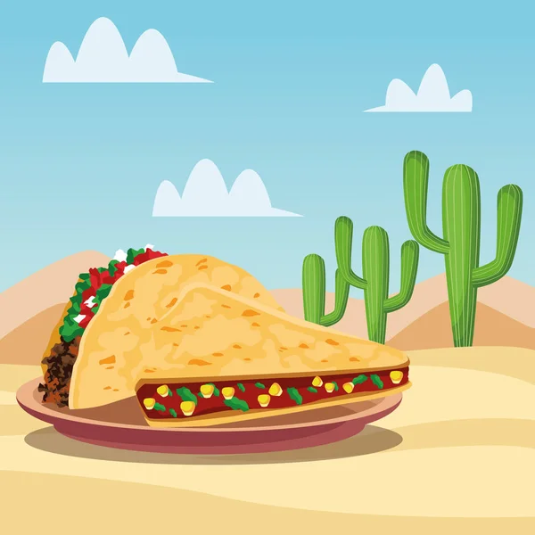 Kartun makanan Meksiko - Stok Vektor