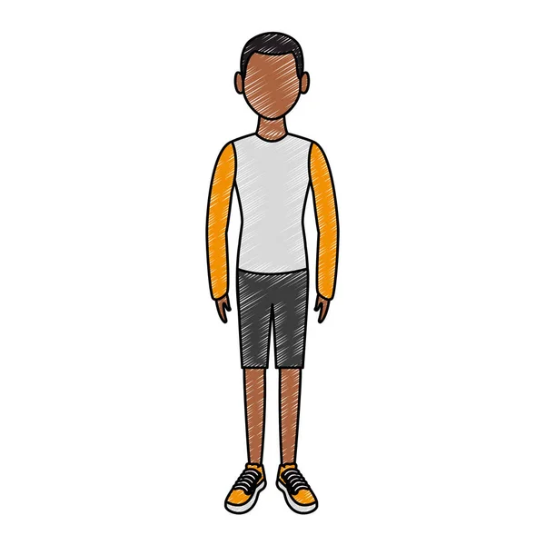 Joven hombre de dibujos animados avatar garabato — Vector de stock