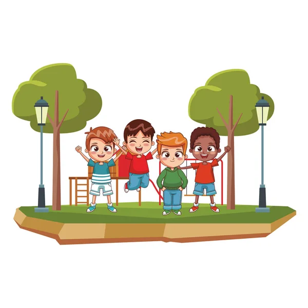 Crianças felizes no parque —  Vetores de Stock