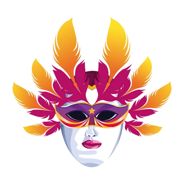 Mask with feathers — Stock Vector