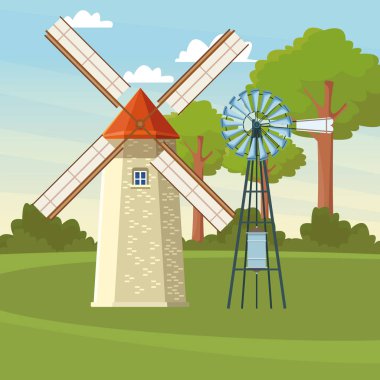 yel değirmeni ve rüzgar türbini