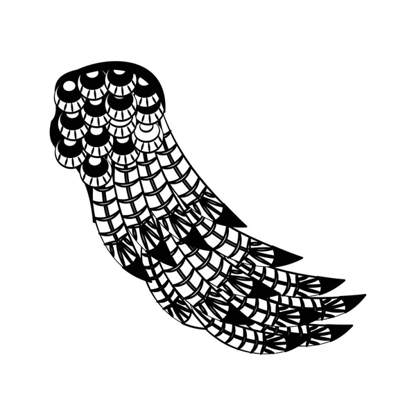 Alas de aves aisladas en blanco y negro — Vector de stock