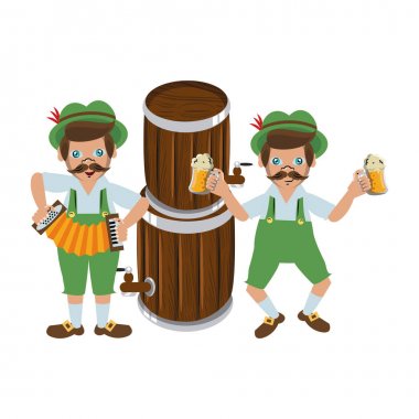 Bira ve akordeon ile Bavyera erkekler