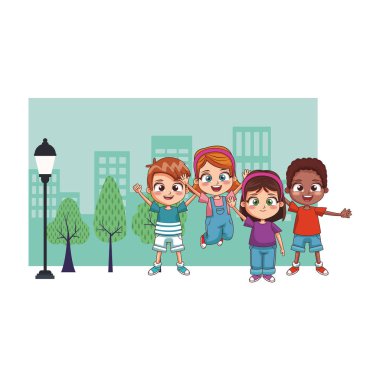 Şehirde mutlu çocuklar