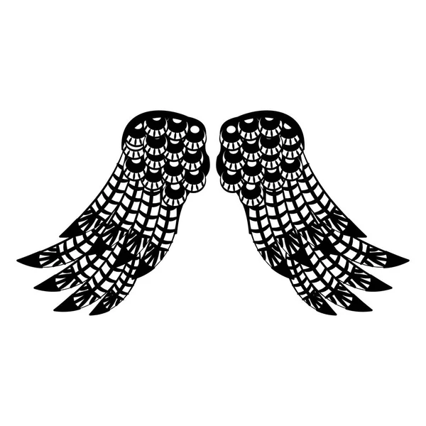 Alas de aves aisladas en blanco y negro — Vector de stock