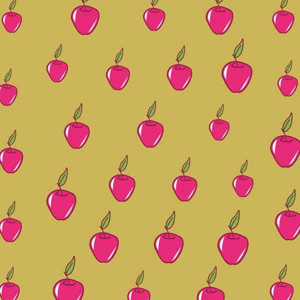 Pink apple cartoon pattern background — Stock Vector
