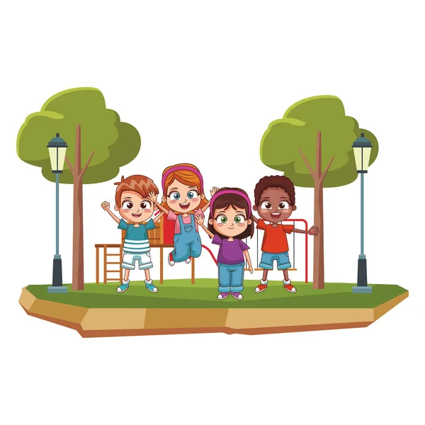 Счастливые дети в парке — стоковый вектор