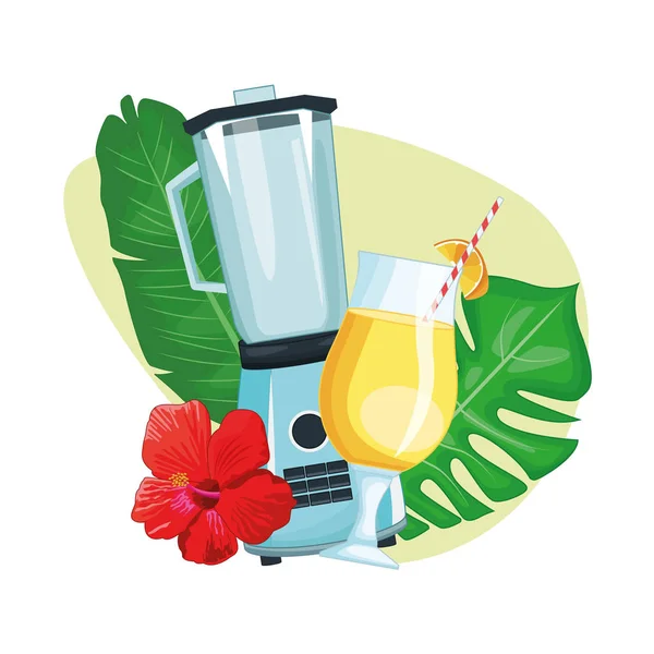 Boisson tropicale avec parasol et mélangeur — Image vectorielle