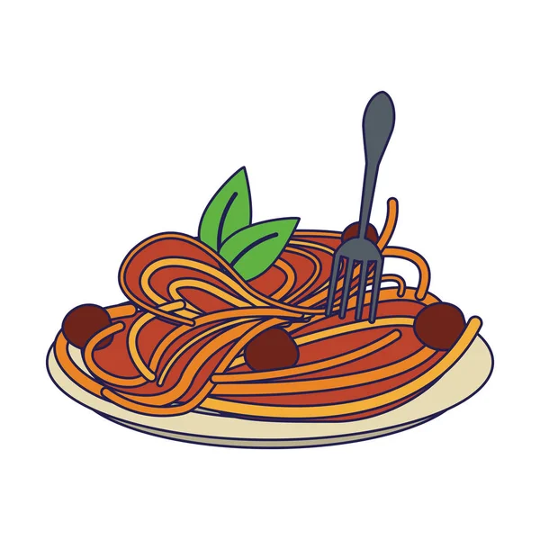 Spaghetti cucina italiana linee blu — Vettoriale Stock