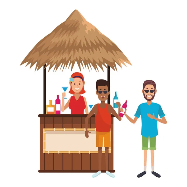 Personas que beben en verano — Vector de stock