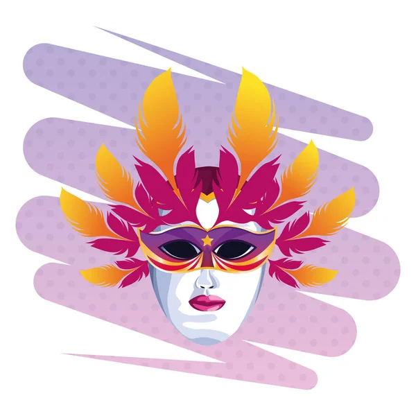 Mask with feathers — Stock Vector
