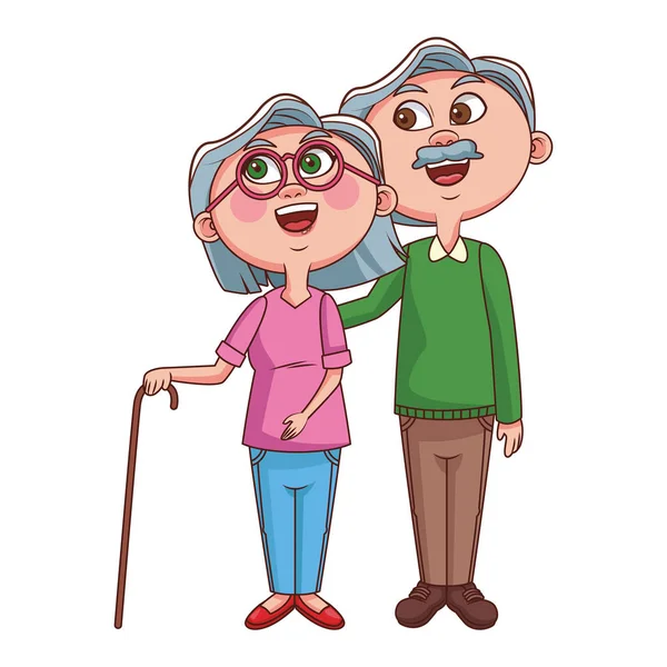 Lindos abuelos pareja — Vector de stock