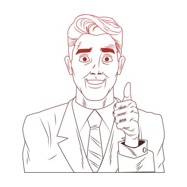 İşadamı pop art karikatür kırmızı çizgiler