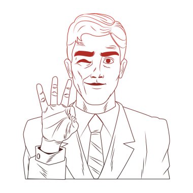 İşadamı pop art karikatür kırmızı çizgiler