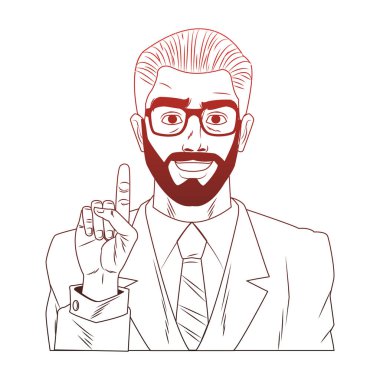 İşadamı pop art karikatür kırmızı çizgiler