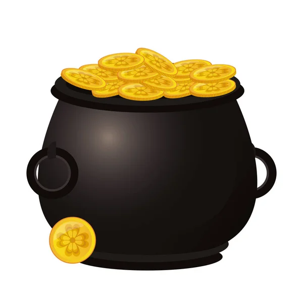 Pot irlandais avec des pièces — Image vectorielle