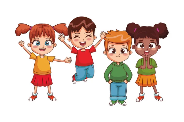 幸せな子供たちの漫画 — ストックベクタ