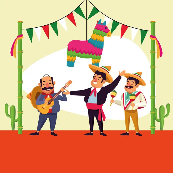 Mexicains cinco de mayo dessin animé — Image vectorielle