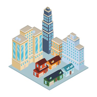 Evler ve yapılar isometrik