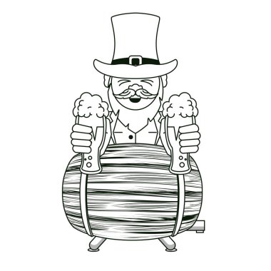 Bira bardak ve varil ile İrlandalı elf