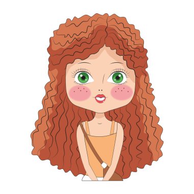 Güzel kız yüz çizgi film