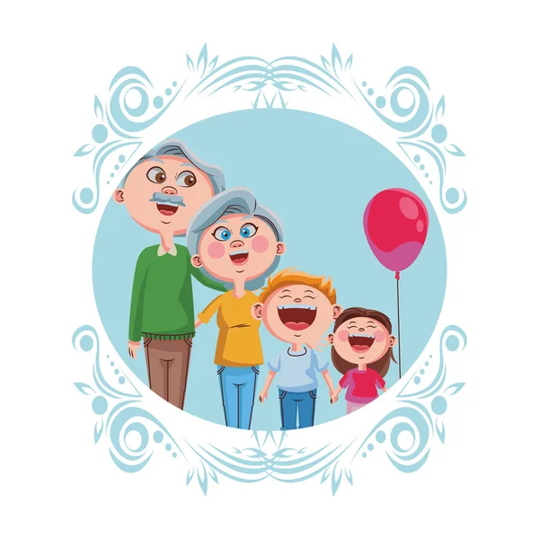 Grandparents and grandchildrens — Stock Vector