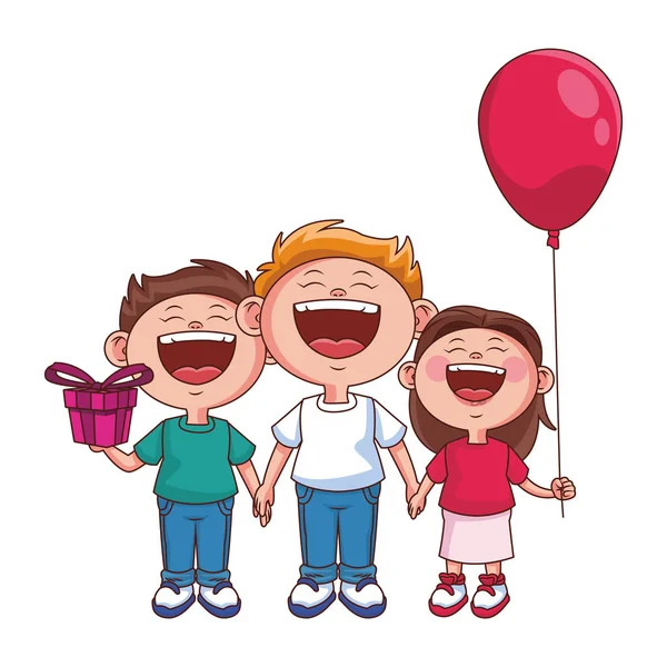 Crianças bonitos com balões — Vetor de Stock