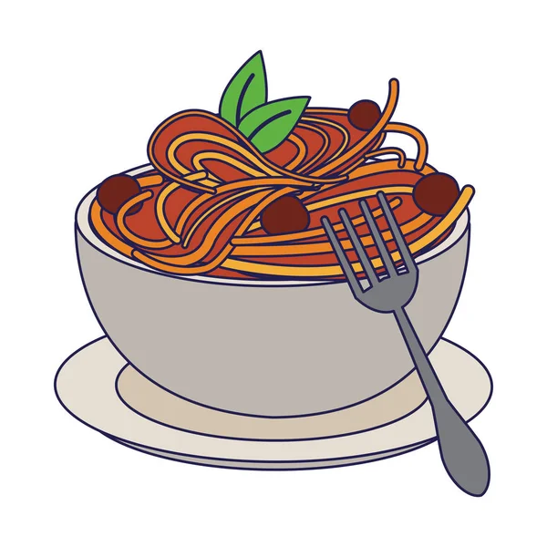 Spaghetti italienisches Essen blaue Linien — Stockvektor