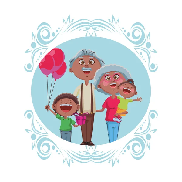 Grands-parents et petits-enfants — Image vectorielle